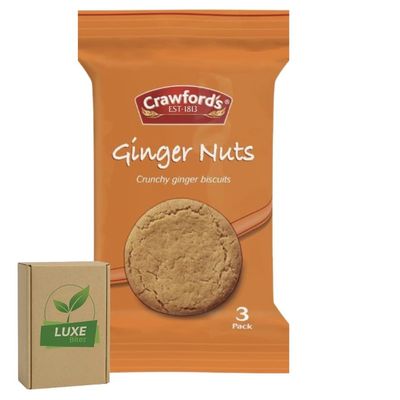 Crawfords Biscuit Portion Mini Packs | Perfect for On-The-Go Snacking, Office, Travel | Ginger Nuts Flavour - 60 Packs (3 Biscuits In Each Pack)