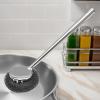 Stainless Steel Cleaner for Pots and Pans, Steel Scrubber - Removable Stainless Steel Pan with Ergonomic Handle, Portable Cleaner for Pots, Cookers, Tableware, Washbasin, Range Hood view 3