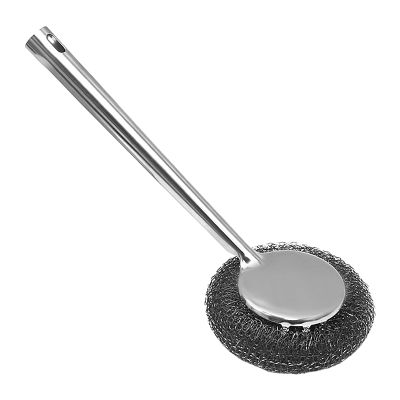 Steel Dish Scrubber High-Density Steel Wool Cleaning Pads with Long Handle