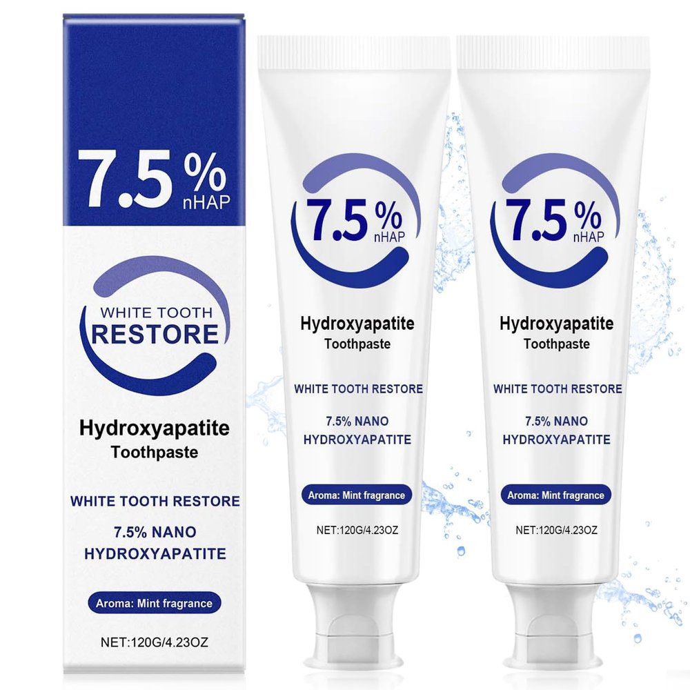 2Pcs Hydroxyapatite Toothpaste for Enamel Protection, 7.5% Hydroxyapatite Enamel Care Toothpastes for Sensitive Teeth, Fluoride-Free Formula with Gentle Mint, Daily Protection, Fresh Breath