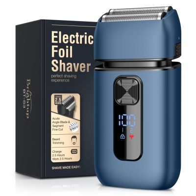 Brightup Foil Shaver, Upgraded Electric Razor for Men with Pop-Up Trimmer, USB-C Rechargeable & 150-Min Runtime, Waterproof Cordless Electric Shaver, Double Floating Blade for Close Shaving