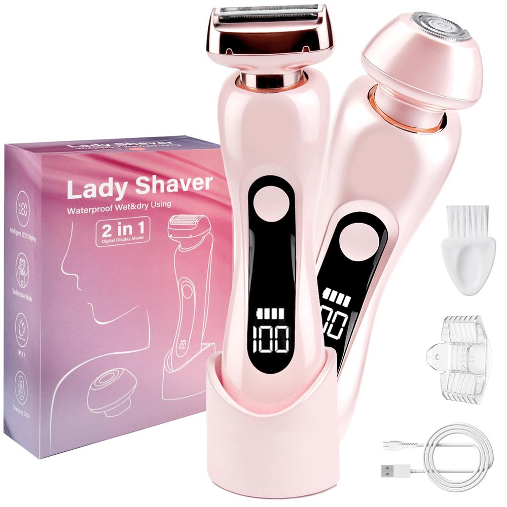 Dandin Bikini Trimmer Women, Lady Shavers for Women with USB Charging Station, Wet & Dry Use Ladies Razors, Painless Hair Removal at Home, Lady Trimmers for Body Arms Legs Underarm