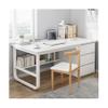 Modern Multifunctional Office Desk with 3 Drawers and Storage Shelves - Stylish Workstation for Home Office or Study Area view 2