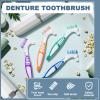 BELEFU 4 Pieces Dual Sided Denture Brush with 2 Case, False Teeth Denture Toothbrush, Dental Cleaning Brush for Retainer Brace with Multi-Layered Soft Bristles and Anti-Slip Handle (5 Colors) view 3