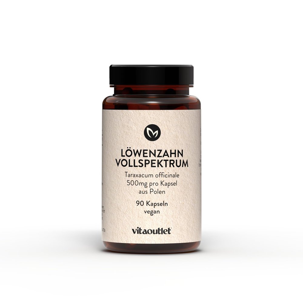 vitaoutlet Dandelion Full Spectrum Capsules, 90 Capsules, Vegan, Premium Raw Material from Europe, Taraxacum Officinale, From Own Production