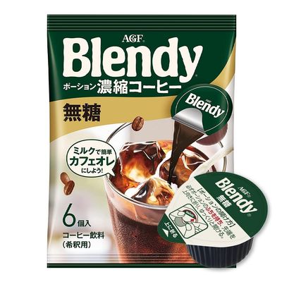 Ajinomoto AGF Blendy Portion Concentrated Pod Japanese Coffee & Tea Assorted Flavours (6 Servings) | Quick & Rich Caf-Style Drinks (Pack of 1, Sugar Free Coffee 108g)