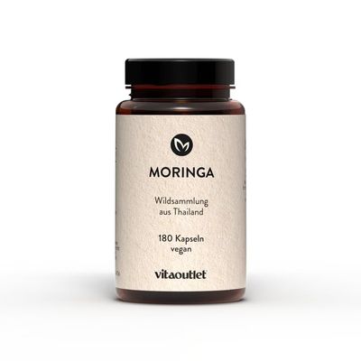 vitaoutlet Moringa Capsules, 180 Capsules, Vegan, Premium Raw Material from India, Moringa Oleifera, from Own Production