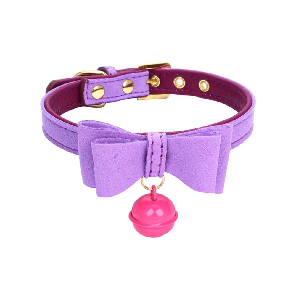 Bow Collar,A Necklace With Bells,Fun Collar,Choker Neck Chain,Leash Collar Dark Gothic Necklace Chain,Cosplay Props Purple One Size
