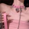 Bell Collar Female Necklace Traction Rope Neck Necklace Neck Belt People Wear Gothic Choker Fun With Punk Rock Collar Adjustable Size White One Size view 2