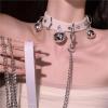 Bell Collar Female Necklace Traction Rope Neck Necklace Neck Belt People Wear Gothic Choker Fun With Punk Rock Collar Adjustable Size White One Size view 4