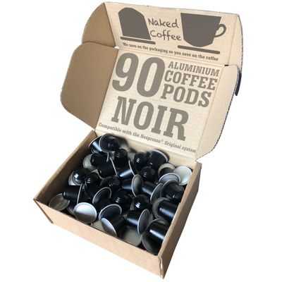 90 NAKED COFFEE Aluminium Coffee Pods Compatible with the Nespresso Original System - Gran Crema NOIR - Rich Lingering Silky Finish - Extra Value Pack - We save on packaging so you save on the coffee