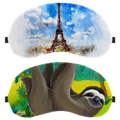 Eslifey 2 Pcs Blackout Eye Masks, Cartoon Sloth Eye Sleep Shade Cover with Adjustable Strap for Sleeping Traveling