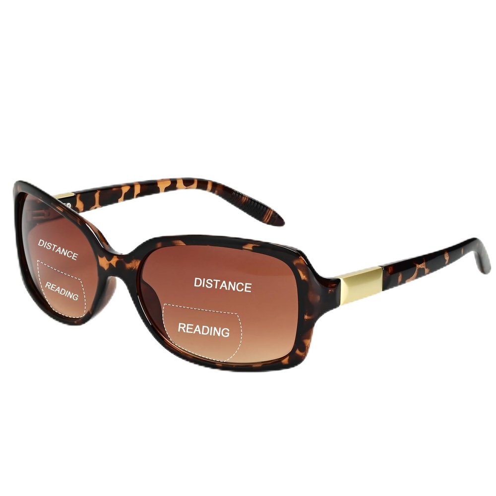 JiSoo Reading Sunglasses 2.0 Bifocal Sunglasses for Women, Retro Square Sun Readers with Spring Hinge,Leopard Brown