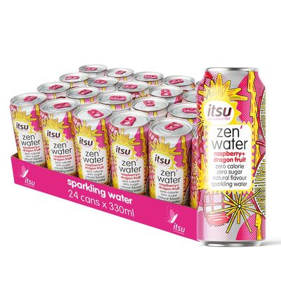 itsu Raspberry & Dragon Fruit Zen Water 330ml | Naturally Flavoured | Zero Calories | Zero Sugar | Pack of 24