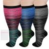 AOOWU Plus Size Compression Socks for Men and Women, 3 Pair Wide Calf Graduated Compression Stockings, Extra Large Knee High Stockings for Support Travel Running Pregnancy Edema Nurses, 20-30 mmHg view 1