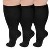 AOOWU Plus Size Compression Socks for Men and Women, 3 Pair Wide Calf Graduated Compression Stockings, Extra Large Knee High Stockings for Support Travel Running Pregnancy Edema Nurses, 20-30 mmHg view 1