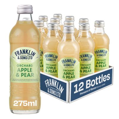 Franklin & Sons Apple & Pear | 12 x 275ml Bottle Case | Juicy Apple | Perfectly Ripe Pear | All Natural flavours | Made with Lake District Water | Sparkling Soft Drink | Premium Fizzy Drink |