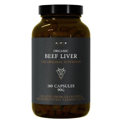 APE Nutrition Grass-Fed Beef Liver Capsules, Desiccated Organ, 180 Caps