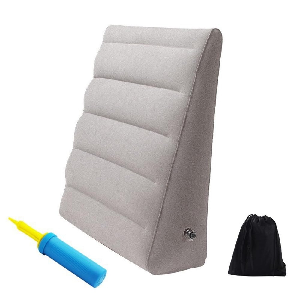 Nicear Adult Inflatable Wedge Pillow Portable Travel Bed Wedge with Adjustable Support Lightweight Back Pillow for Sleeping, Sitting Reading Leg Raise Pad (Gray)