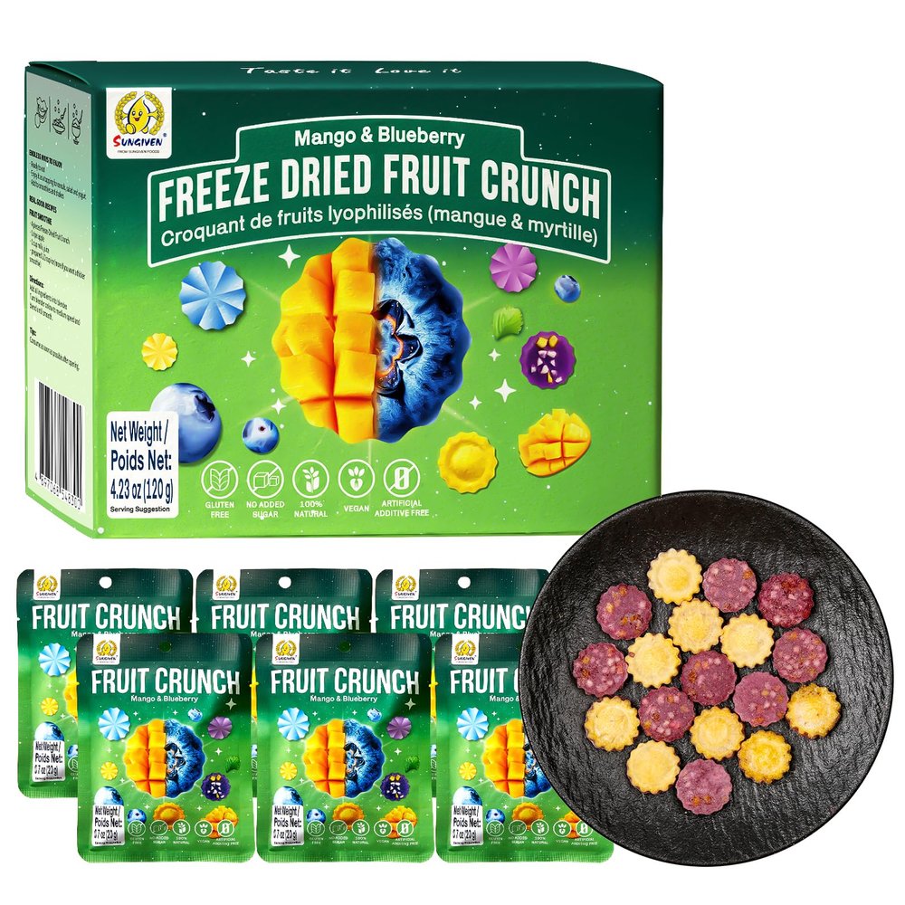 SUNGIVEN Freeze Dried Fruit Crunch Mango & Blueberry 20g Pack of 6