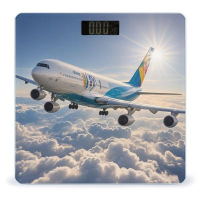 Airplane Scale for Body Weight Highly Accurate Digital Bathroom Body Scale Digital Body Weight Scale Tempered Glass LCD Display Batteries and Tape Measure