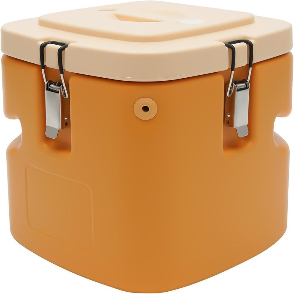 Insulated Food Container, Portable Food Soup Warmer With Lid, 10L Stainless Stee Insulated Cooler Bucket, Commercial Insulated Lunch Bucket(Size:Yellow)