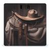 Horse Saddle with A Cowboy Hat Scale for Body Weight Highly Accurate Digital Bathroom Body Scale Digital Body Weight Scale Tempered Glass LCD Display Batteries and Tape Measure view 1