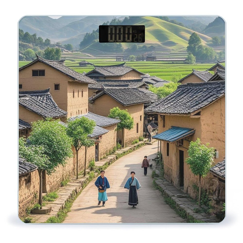 Ancient Town Scale for Body Weight Highly Accurate Digital Bathroom Body Scale Digital Body Weight Scale Tempered Glass LCD Display Batteries and Tape Measure