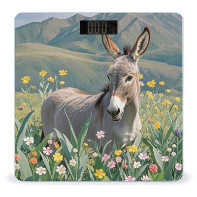 Donkey and Flower Scale for Body Weight Highly Accurate Digital Bathroom Body Scale Digital Body Weight Scale Tempered Glass LCD Display Batteries and Tape Measure