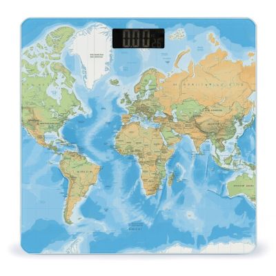 World Map Scale for Body Weight Highly Accurate Digital Bathroom Body Scale Digital Body Weight Scale Tempered Glass LCD Display Batteries and Tape Measure