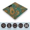 Yellow Paisley Pattern Scale for Body Weight Highly Accurate Digital Bathroom Body Scale Digital Body Weight Scale Tempered Glass LCD Display Batteries and Tape Measure view 3