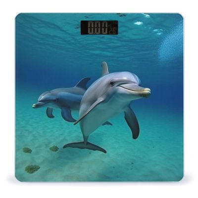 Dolphins Underwater Scale for Body Weight Highly Accurate Digital Bathroom Body Scale Digital Body Weight Scale Tempered Glass LCD Display Batteries and Tape Measure