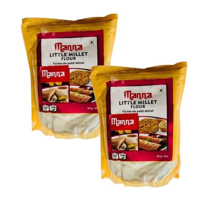 Manna Little Millet Flour 1KG Traditional Samai Millet Flour Gluten Free, Vegan Easy to Cook Product of India Pack of 2