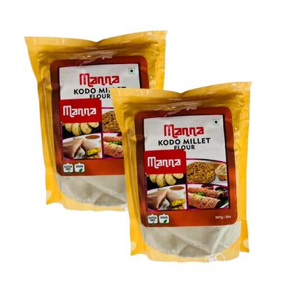 Manna Kodo Millet Flour 1KG Traditional Varagu Millet Flour Gluten Free, Vegan Easy to Cook Product of India Pack of 2