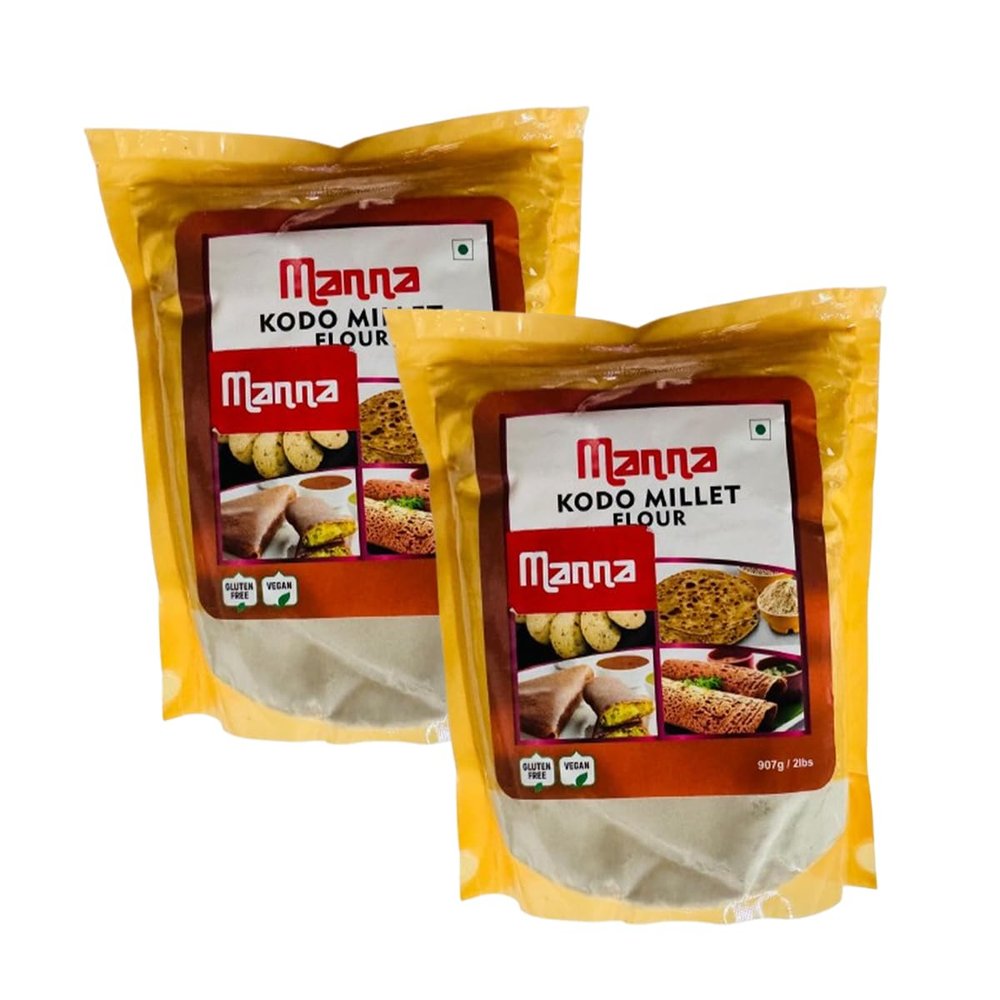 Manna Kodo Millet Flour 1KG Traditional Varagu Millet Flour Gluten Free, Vegan Easy to Cook Product of India Pack of 2