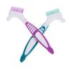 BESTYASH 2Pcs Portable Denture Brushes Double Sided Toothbrush with Easy Cleaning Nylon Bristles and PP Handle for Effective False Teeth Cleaning view 1