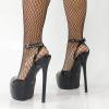 LIUGUISUOCHBH Women's 16 cm/6 inch High Heels. Ankle Strap Sexy Open Round Toe Platform Sandals. Suitable for Ladies in Wedding, Party, Family Parties,Black,38 view 4
