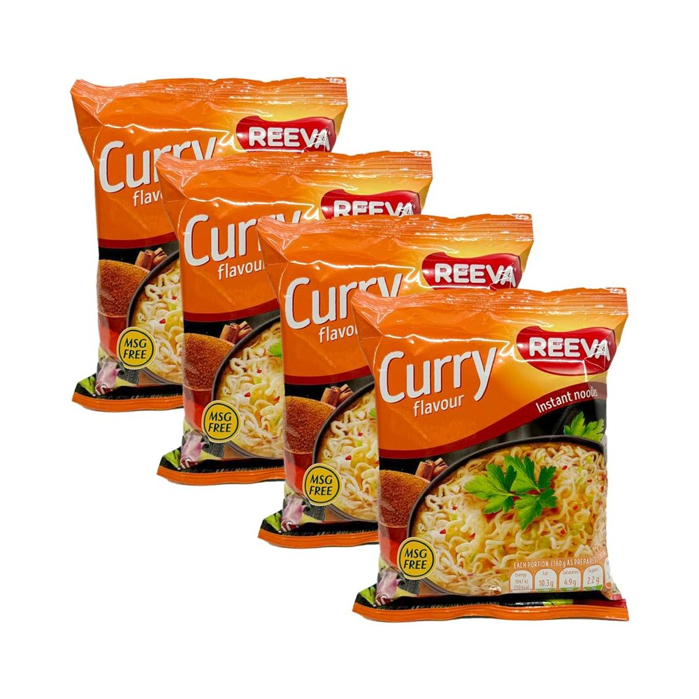 Reeva's Curry Flavour Noodles 60G Instant Noodles, Tasty and Easy to Cook Product of Ukraine Pack of 4