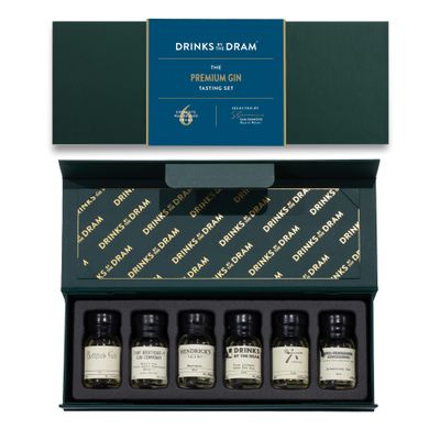 Drinks by the Dram Premium Gin Tasting Set - 6 x 3cl Drams of Craft Spirits - Gin Gift Set with Expressions from Across the Globe