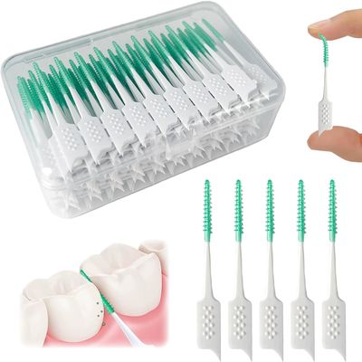 60PCS Easy to Use Dental Picks for Teeth Cleaning Gum Health, Disposable Interdental Brushes Dentist Recommended Dental Picks Dental Brush Dentals Floss Pick Braces Brush Teeth Cleaning DentalsPick