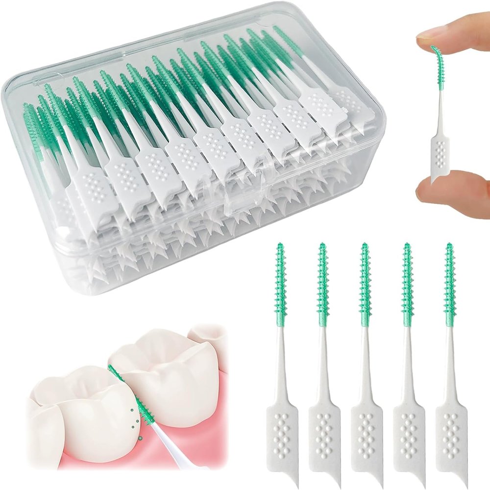 60PCS Easy to Use Dental Picks for Teeth Cleaning Gum Health, Disposable Interdental Brushes Dentist Recommended Dental Picks Dental Brush Dentals Floss Pick Braces Brush Teeth Cleaning DentalsPick