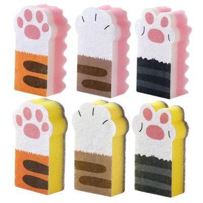 Didiseaon 6pcs Cat Claw Kitchen Sponge Scrub Pads, Lightweight Reusable Sponge for Dishes, Quick Drying Cleaning Pads for Kitchen Utensils and Wash up Tasks