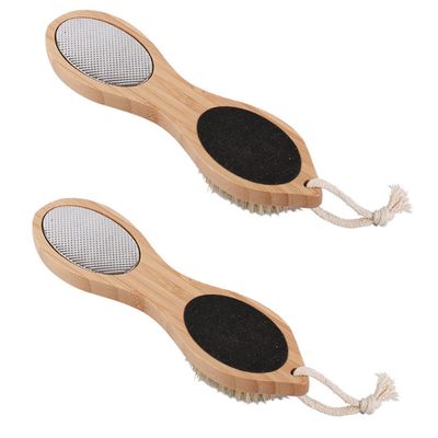 WRITWAA 2pcs Multi-Functional Foot File with Double-Sided Design for Remove Dead Skin Callus Remover Tool Bamboo Pumice Bristle and Sandpaper Foot Care for Random Color