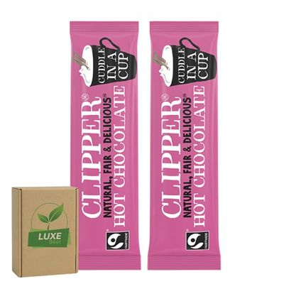 Clipper Fairtrade Hot Chocolate Sachets Instant Single Serve Portions, Smooth & Creamy, Just Add Hot Water Ideal for Home, Office, Catering - Pack of 50