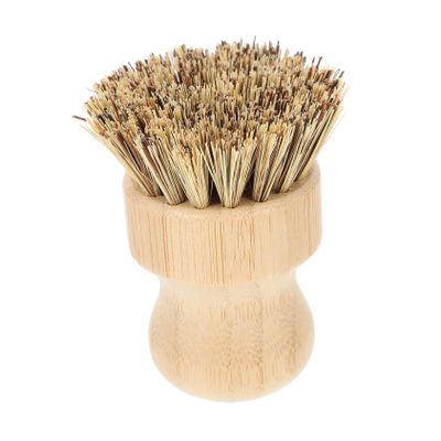 Vaguelly Bamboo Pot Brush Vegetable Scrubber Short Handle Palm Wood Kitchen Cleaning Brush Household Multi-function for Pots and Veggies