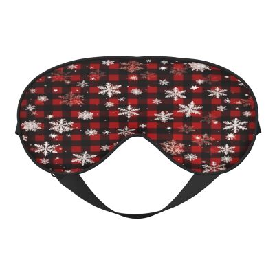 Polyester & Spandex Sleep Mask for Women Men Adjustable Silk-Like Eye Mask with Double-Sided Printing Christmas,Red Buffalo Plaid Breathable Blackout Blindfold for Sleeping Travel Night Shifts