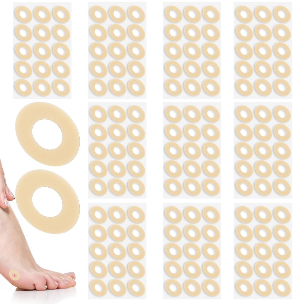 150 pcs Corn Pads | Self-Adhesive Callus Cushions for Feet & Toes | Large Oval Latex Sponge Pads for Pain Relief & Protection | Men & Women Foot Care (Beige)