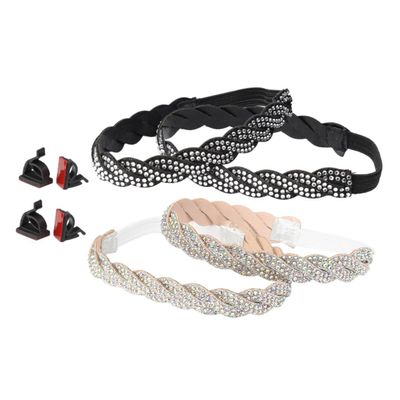 VANZACK 4pcs Elastic Shoe Straps for Heels Decorative Braided Rhinestone Bands Prevent Shoe Slipping Creative Beautiful Design for Daily Life