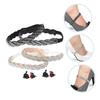 VANZACK 4pcs Elastic Shoe Straps for Heels Decorative Braided Rhinestone Bands Prevent Shoe Slipping Creative Beautiful Design for Daily Life view 3