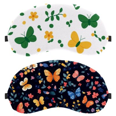 12 Packs Sleep Mask for Side Sleeper Men Women, Colorful Butterfly with Flower Pattern Light Blocking Eye Mask Cover Eyeshade with Adjustable Strap, Night Blindfold